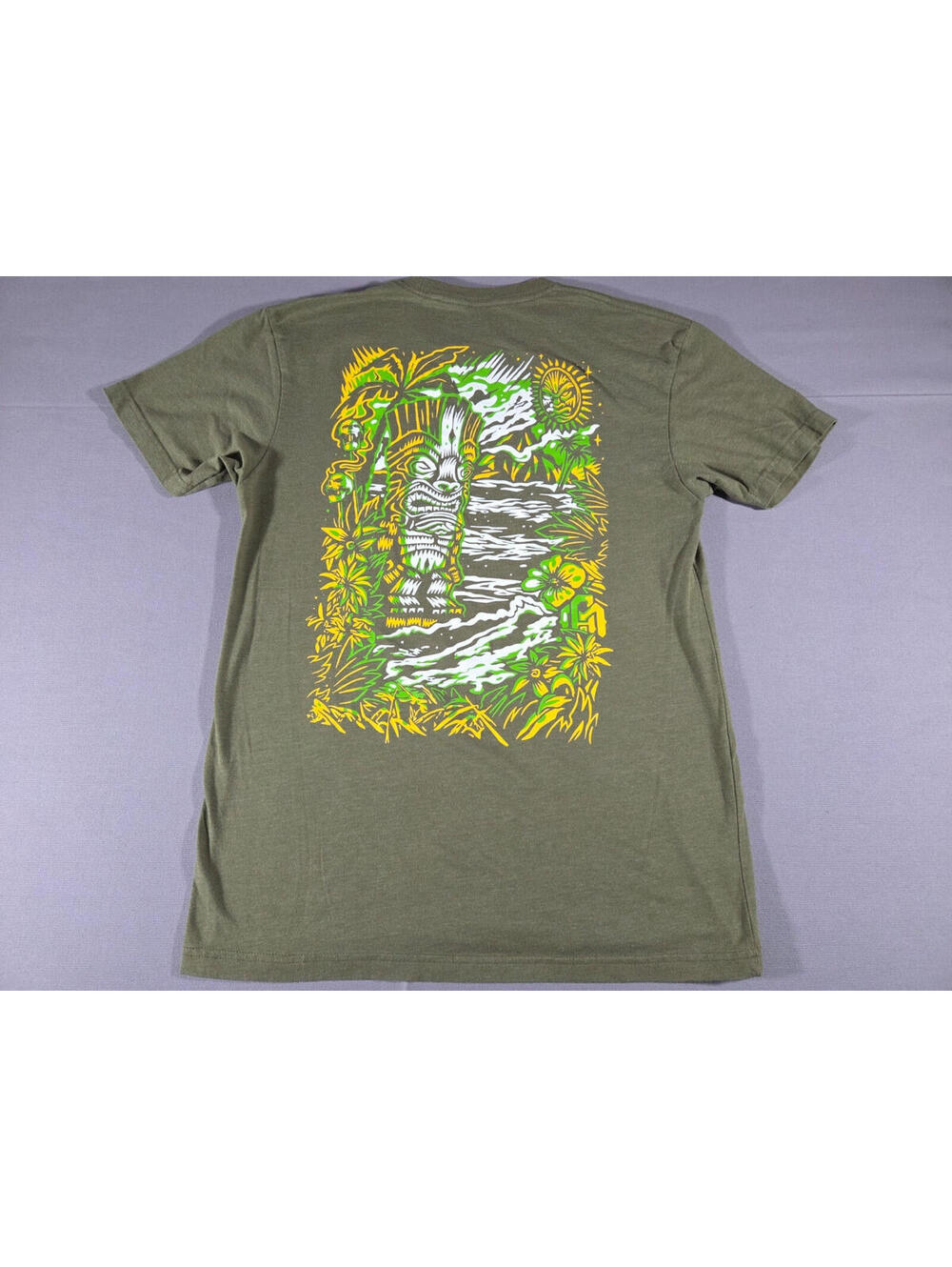 Into The AM T Shirt Mens Medium Green Graphic Double Sided Short Sleeve